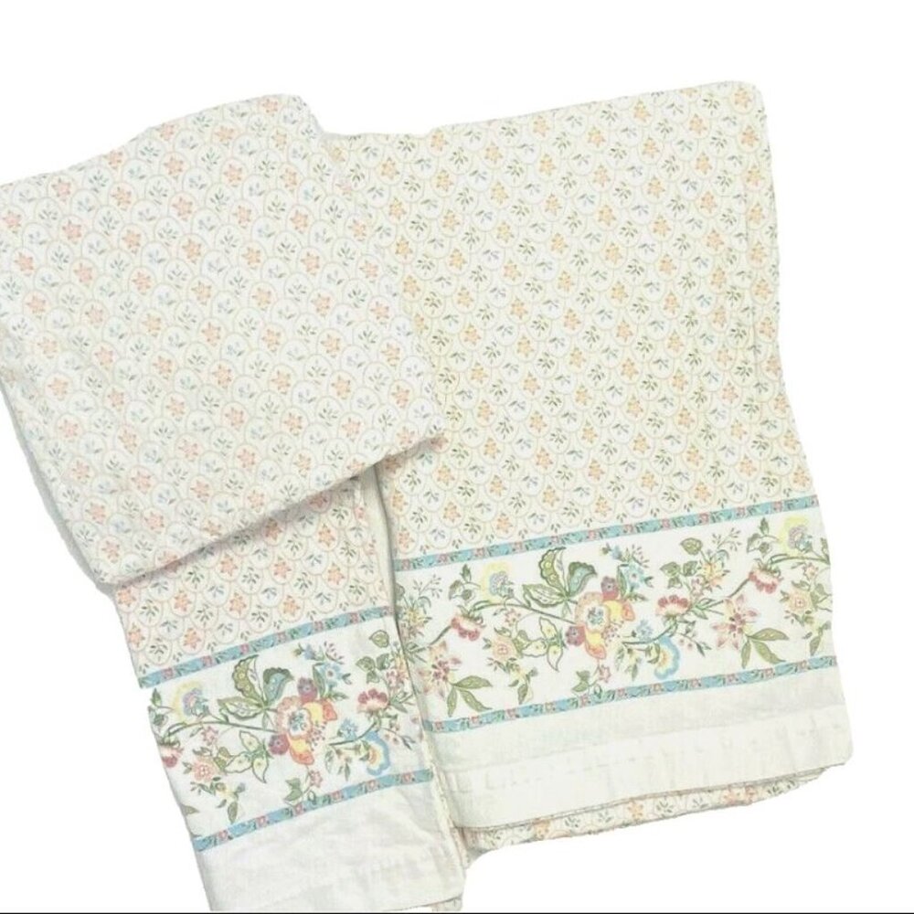 Vintage 90s Spiegel Twin Size Sheets Set Bedding 100% Cotton Flannel Luxury 3Pc